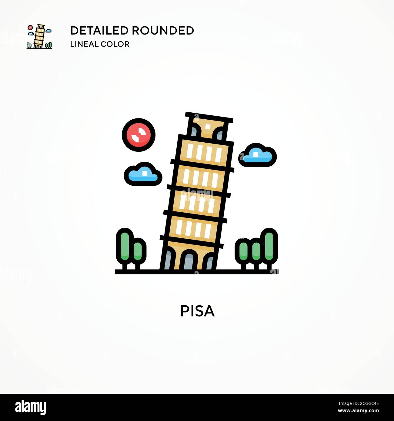 Pisa-Vektorsymbol. Moderne Vektorgrafik Konzepte. Einfach zu bearbeiten und anzupassen. Stock Vektor