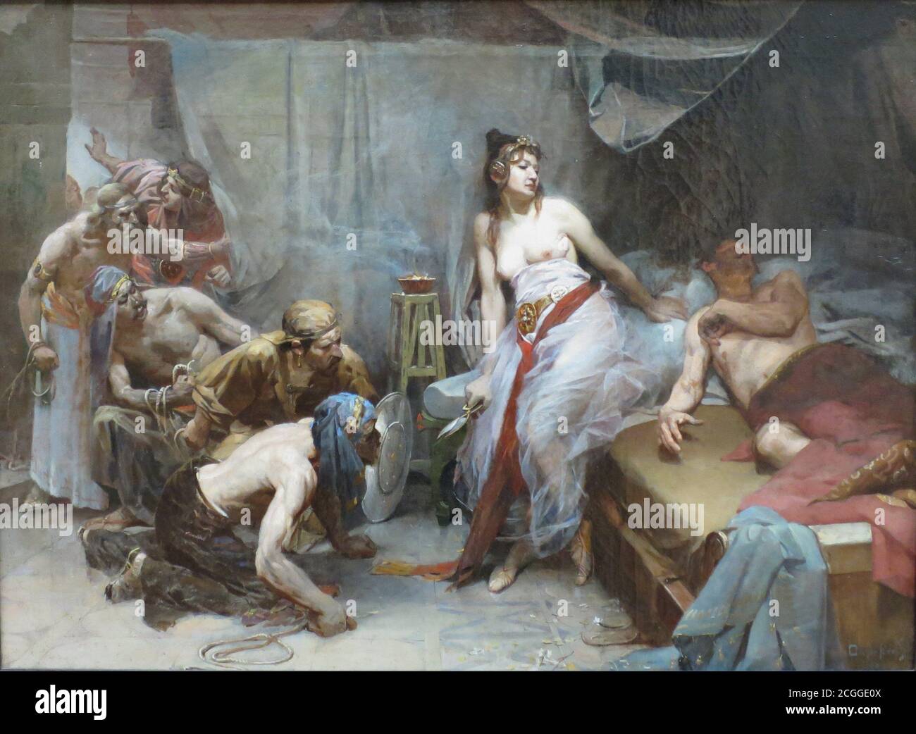 Titel: Samson und Delilah Künstler: Oscar Pereira da Silva Datum: 1893 Medium: Öl auf Leinwand Abmessungen: 59 x 78,1 cm Ort: Museu Nacional de Belas Artes Stockfoto