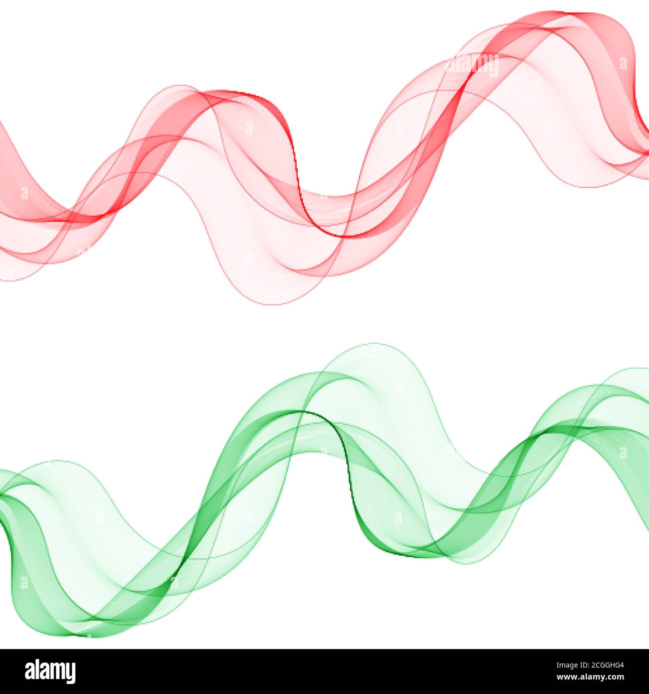 Satz farbiger Kurven. Grüne und rote Linien. Abstraktes Vektorlayout. eps 10 Stock Vektor