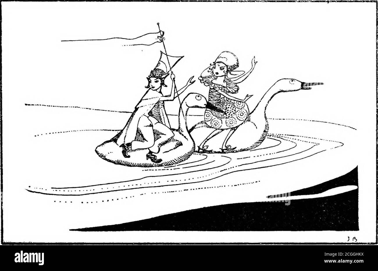 . Bestien und Menschen . Sie wurden sicher in das andere ZUCKERRÜBENHAUS der Bank GEBRACHT UND JANNETTE waren Bruder und Schwester.Sie lebten in der Nähe eines großen Holzes, und jeden Tag gingen sie zum Spielen dorthin, fischten in den Bächen nach Stickle-Backs und machten Halsketten aus roten Beeren. Eines Tages wanderten sie weiter von ihrem Haus als gewöhnlich, und plötzlich kamen sie zu einem Bach, der von einer hübschen roten Brücke überquert wurde. Auf der anderen Seite der Brücke, halb versteckt zwischen den Bäumen, erleuchteten sie die Dächer eines kleinen rosa Häuschens, das, als sie näher kamen, sie fanden, um vollständig aus Zucker-Süßigkeiten gebaut zu werden!Hier war ein Delig Stockfoto