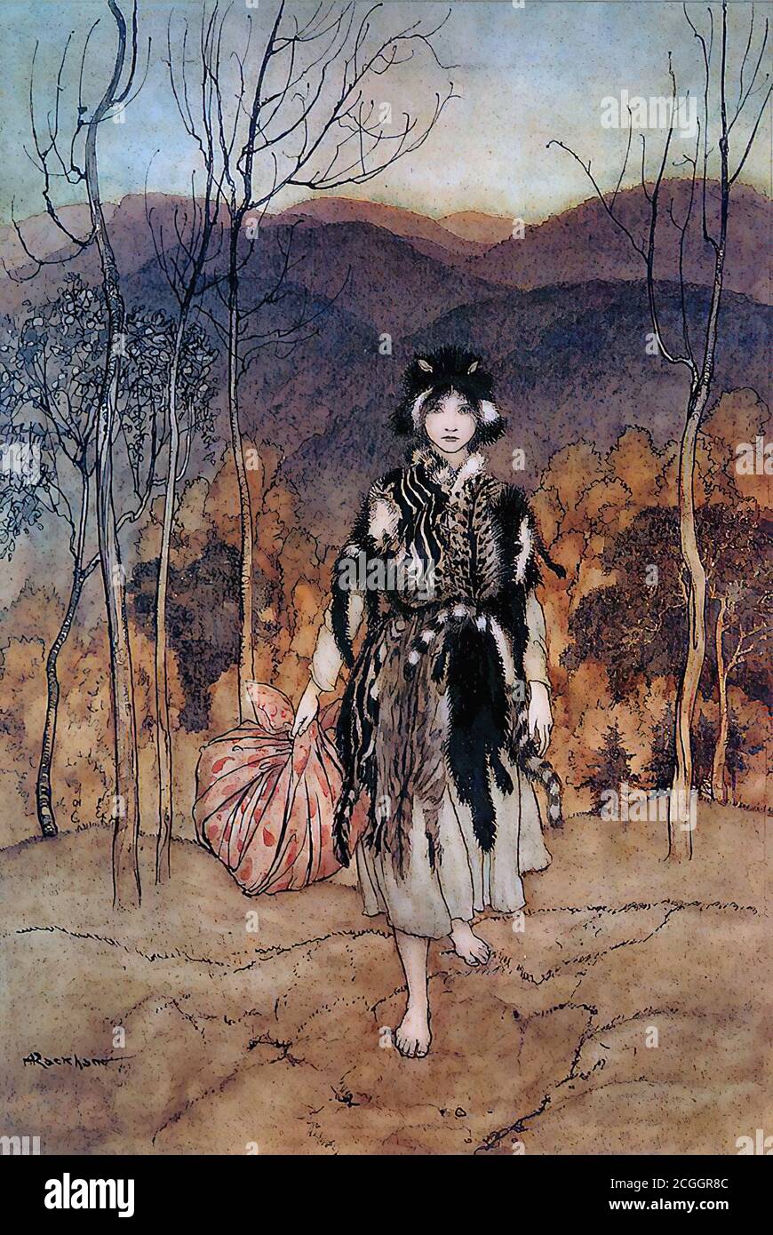 Rackham Arthur - aus den Märchen der Brüder Grimm - Catskin - British School - 19. Jahrhundert Stockfoto
