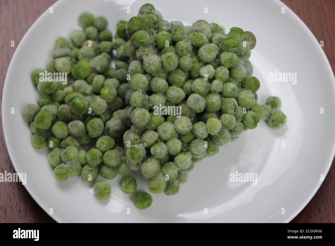 Gefrorene grüne Erbsen, verarbeitete Lebensmittel Stockfoto