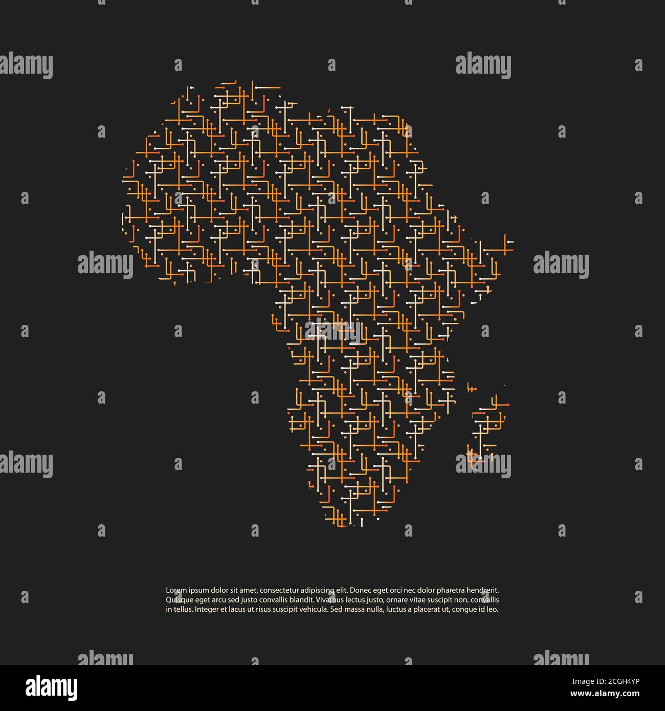 Abstract Network Patterned Map of Africa - Minimal Modern Style Technologie Hintergrund, Creative Design Illustration Template Stock Vektor