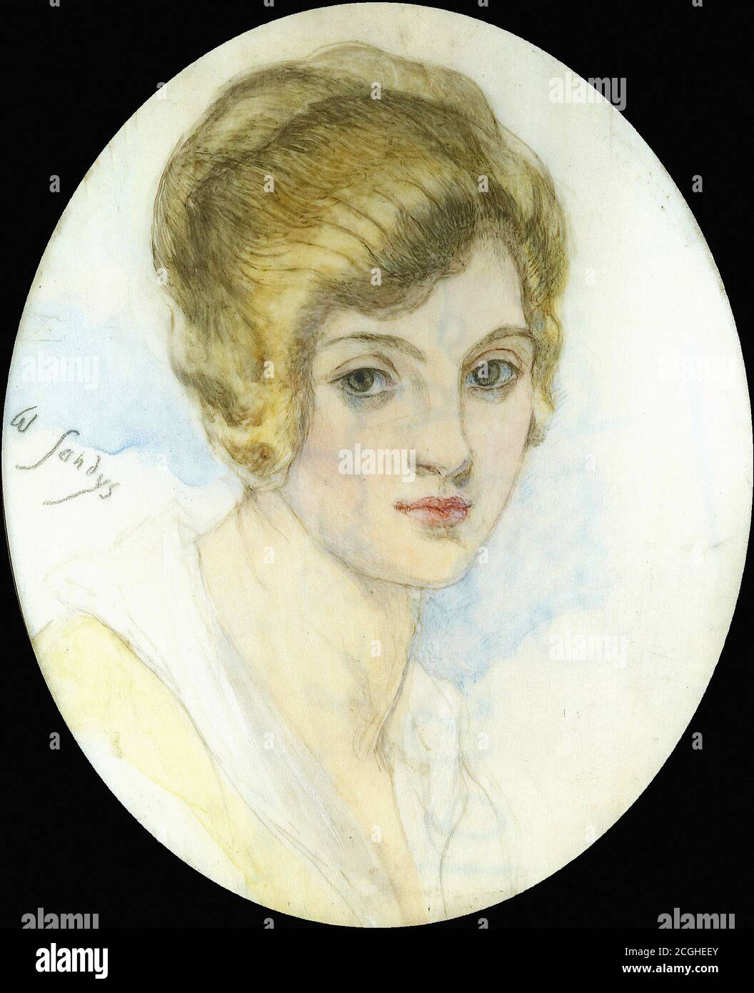Sandys Winifred - Portrait Miniature of a Lady - Britisch Schule - 19. Jahrhundert Stockfoto