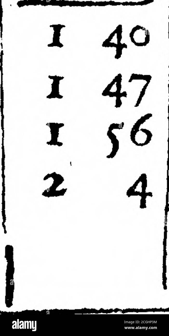 . Monsieur Cassini seine neuen und genauen Tabellen für die Finsternisse des ersten Satelliten von Jupiter, reduziert auf den Julian Stile, und Meridian von London. 0 i? 0 ;2 0 37 0 42 0 47 0 y? 0 58 4 II 18 »? ICH ?*.. 2: p 28 »9 30 13 34 3f36 37 38 39 40 4142 4344 4f46 4748 49fofi 11 fy J6 Add. 2 13 2 21 2 30 ^ 39 2 48- 2 YS 3 8 3 17 3 ^7 3 37 3 48 3 f9 4 94 20 4 31 4 41 4 f3 f 4 y J X_?7 y 39 6 2 6 14 6 25 6 57 6 49 7 ^ /Equat.add. 1^ J758 y9 6162 6} 146f66 67 68 69 70 71 2?73 747f 7f 7778 7980 81 82 8384 i o 7 I* 7 H 7 3^ 7 47 7 J9 8 II 8 22 8 34 8 46 8 S7 9 8 9 20 9 3^ 9 44 9 f4 > 3 o 14O 2f o 4y i S Stockfoto