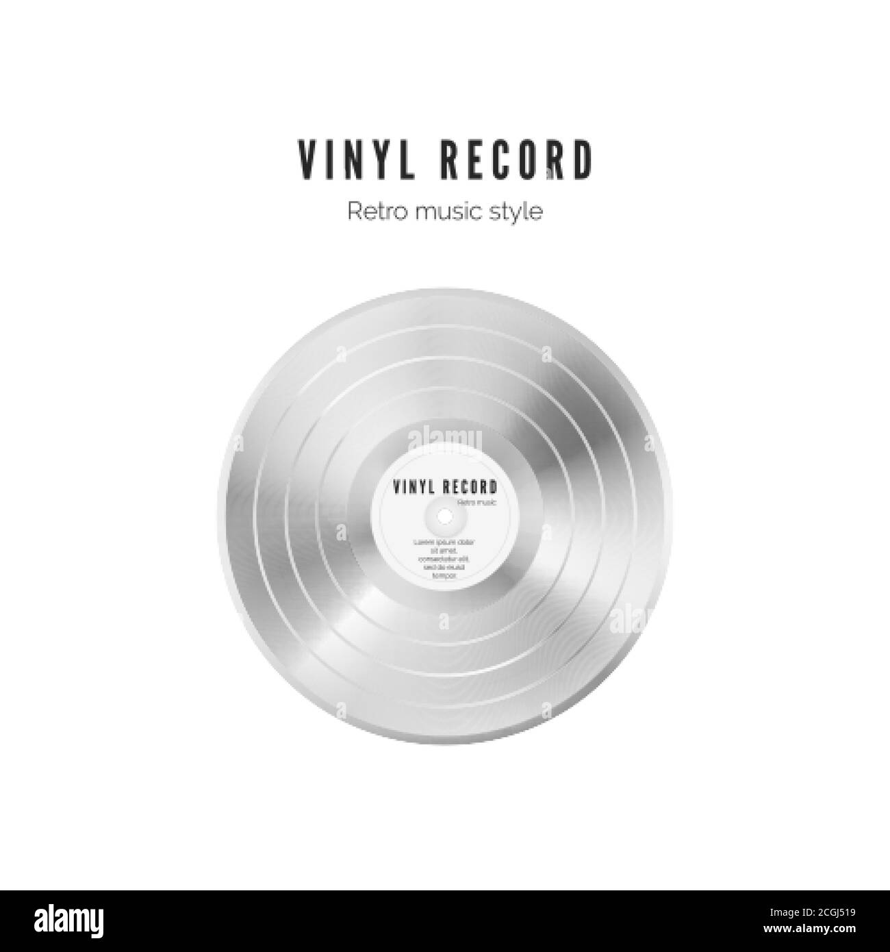 Platin-Rekord. Vinyl in weißer Farbe. Audioalbum alte Disc. Vektorgrafik Stock Vektor
