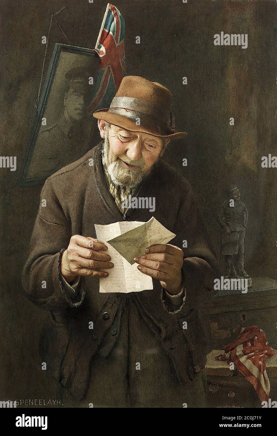 Spencelayh Charles - ein Brief von der Front - Britisch Schule - 19. Jahrhundert Stockfoto
