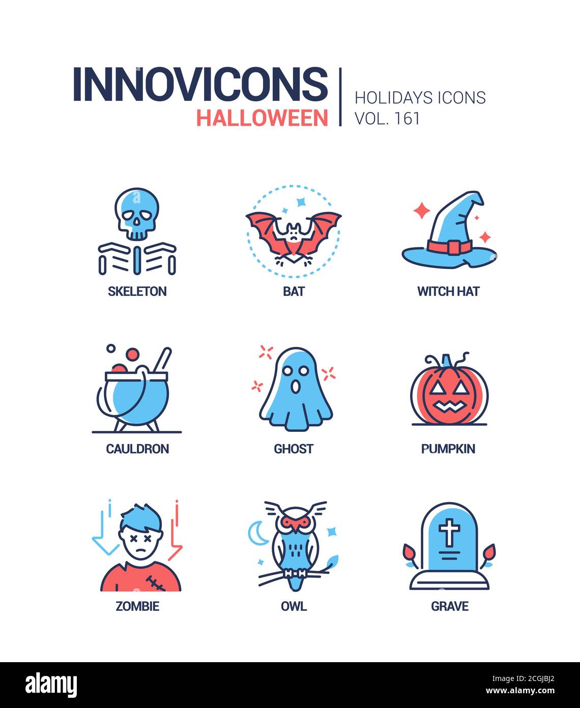 Halloween Symbole - moderne Linie Design Stil Symbole gesetzt Stock Vektor