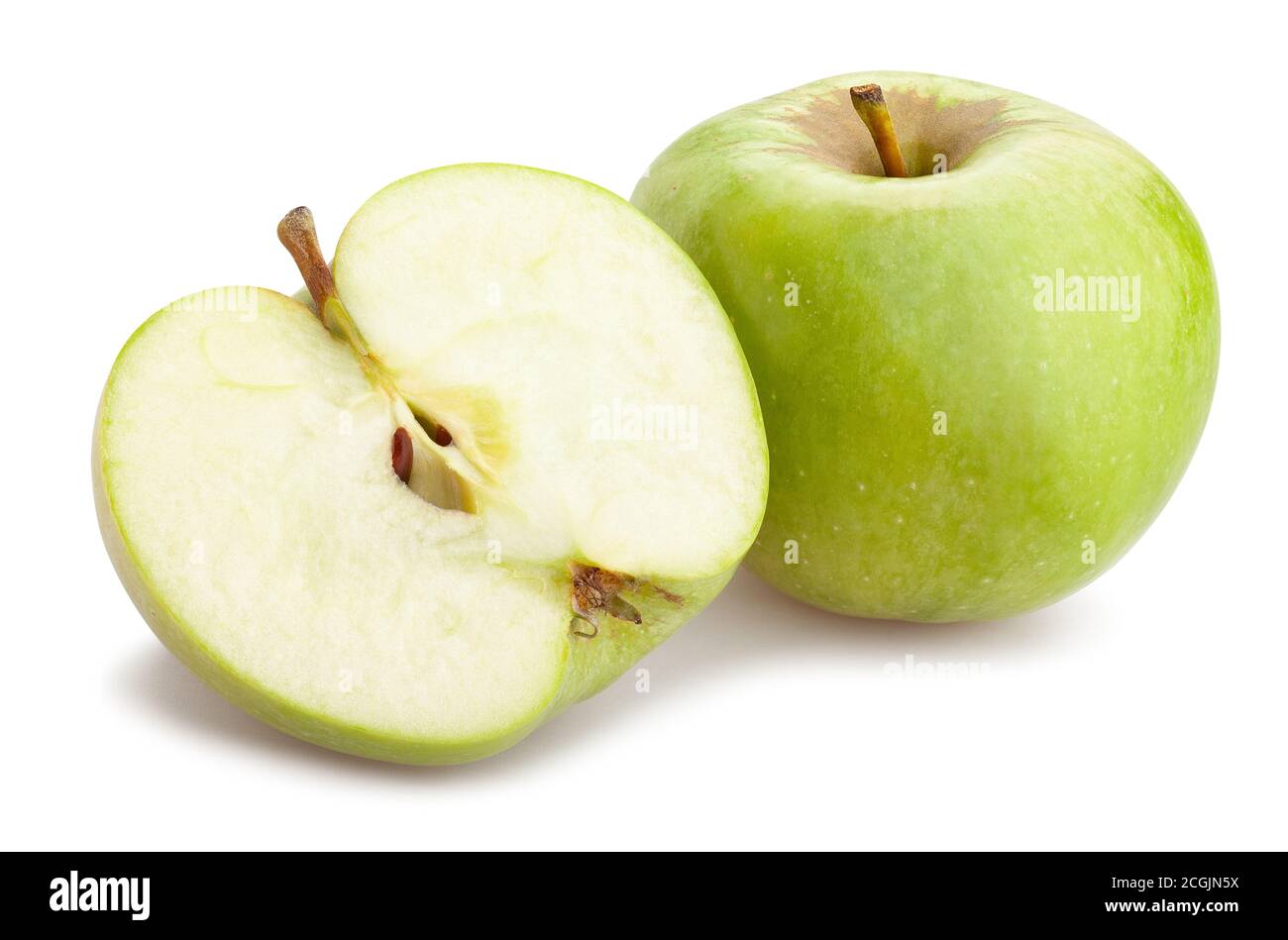 Geschnitten Oma smith Apfelpfad isoliert auf weiß Stockfoto
