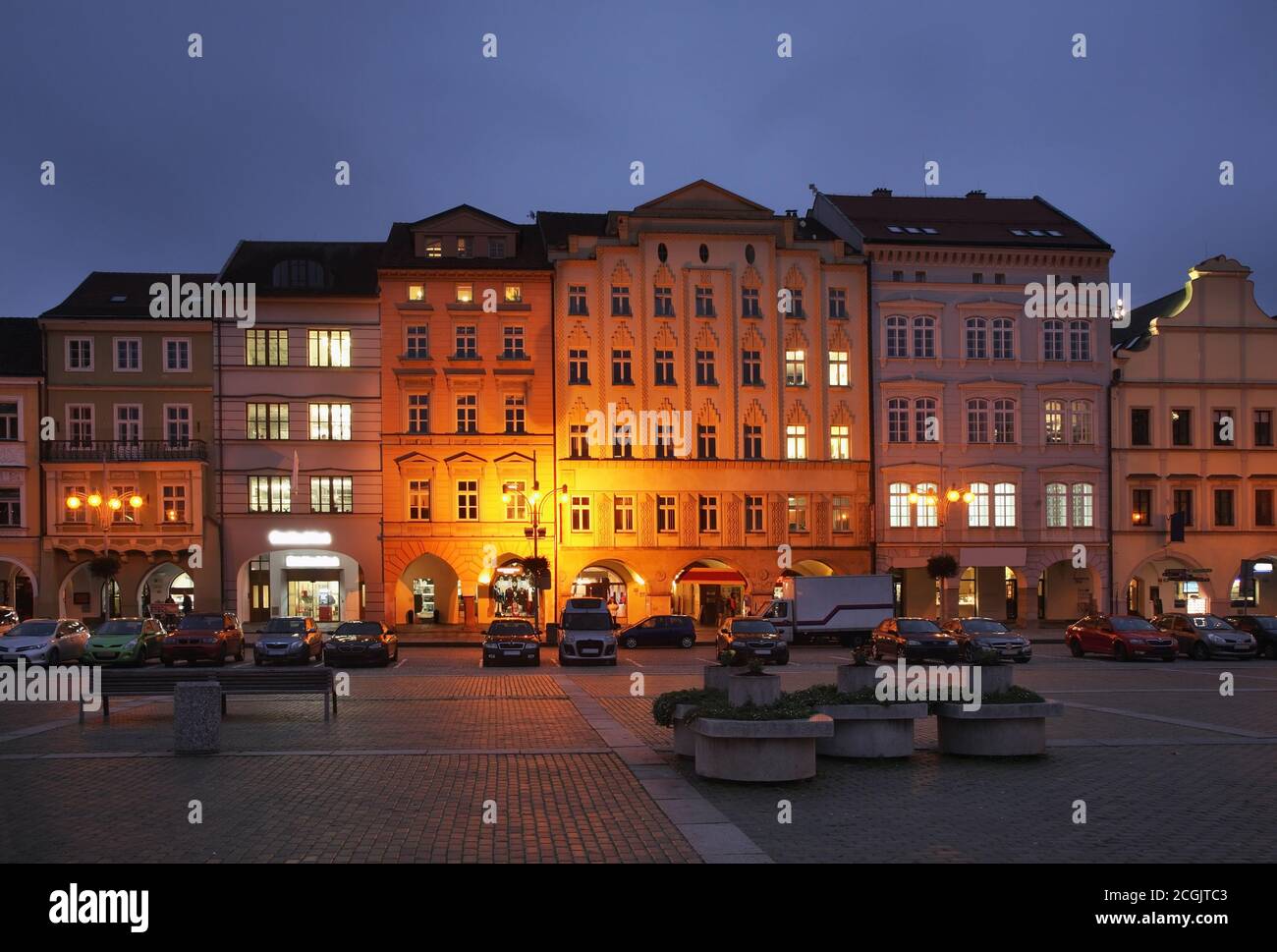 Ottokar II Square in Ceske Budejovice. Der Tschechischen Republik Stockfoto