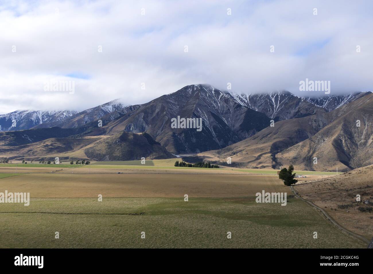 Landschaftlich reizvolle Landschaft der Canterbury Region in Neuseeland Stockfoto
