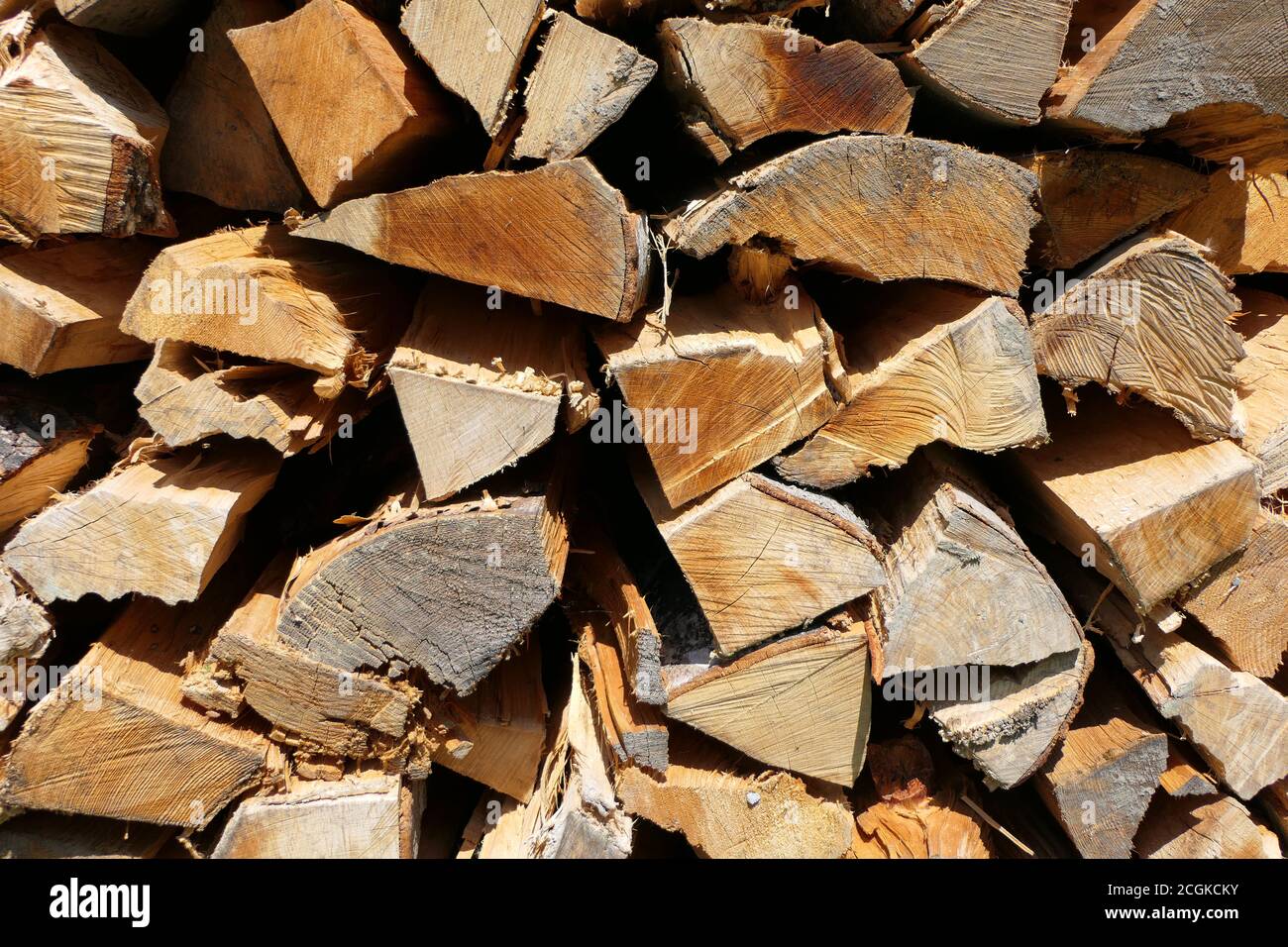Nahaufnahme eines Holzstapels Stockfoto