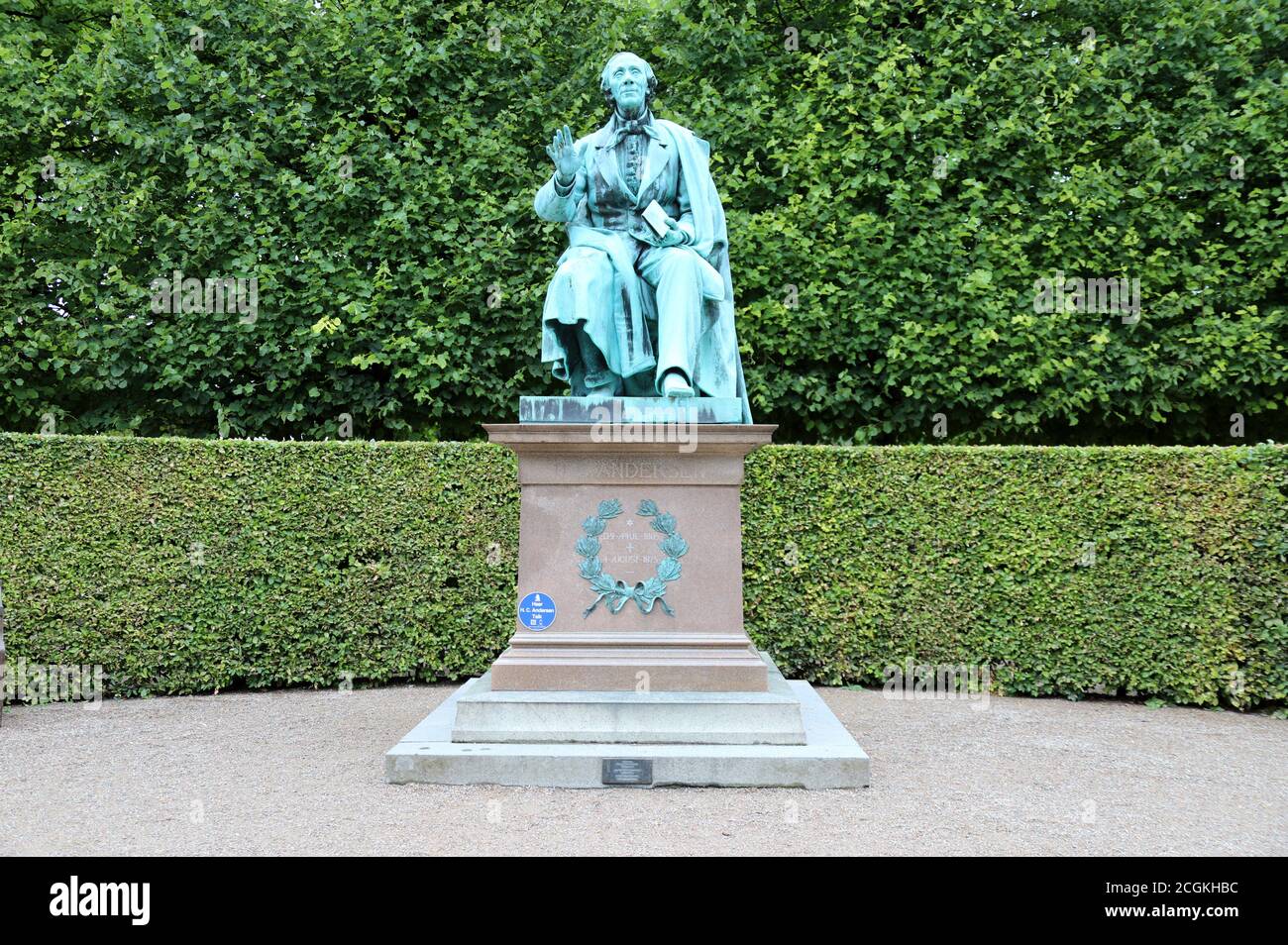 Statue von Hans Christian Anderson im Rosenborg Schlossgarten Stockfoto