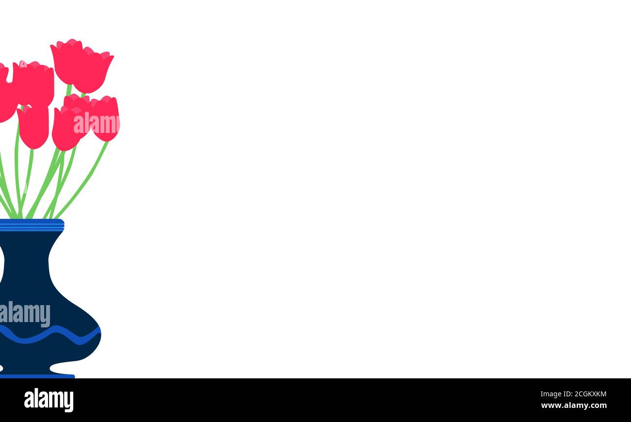 Vase tulip Vector red flower Abbildung schöne rosa isoliert weißer Blüten Pflanzen Schönheit dekoration grün Stock Vektor