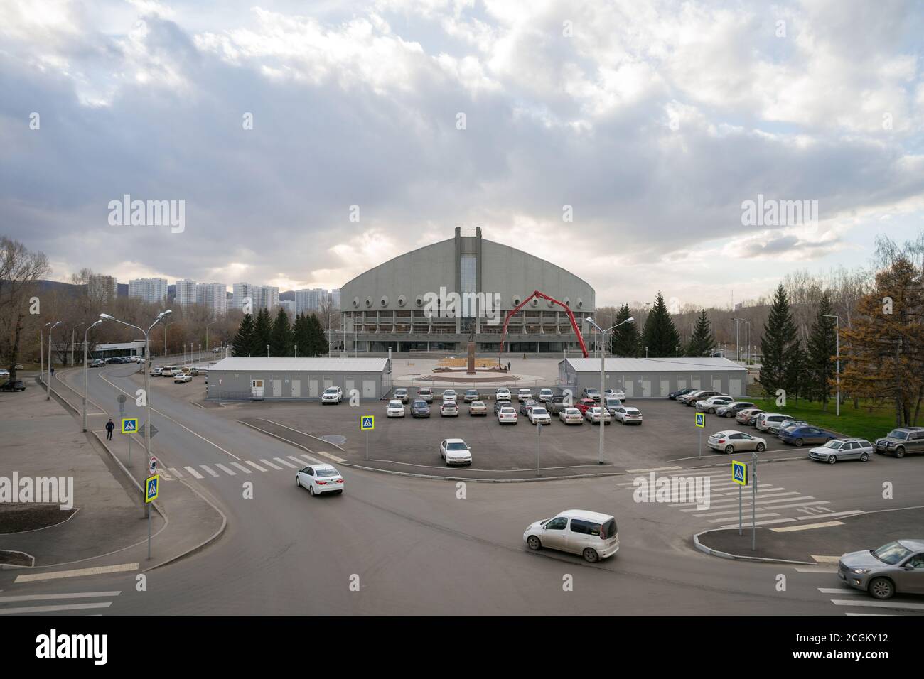 Sportpalast benannt nach Ivan Yarygin, Winter Universiade 2019 Veranstaltungsort, in Krasnoyarsk Stadt. Region Krasnojarsk. Russland. Stockfoto