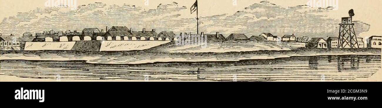 . Die Geschichte der Jugend des Krieges für die Union . JvTN-Grab von Calhoun. 1860. MOLTRIE UND SUMTER. 39 und Major Robert Anderson wurde geschickt, um seine Jilacc (Novem-ber 31) zu nehmen. Major Anderson war ein gebürtiger Kentucky, und wasat tliis Zeit fünfzig-leben Jahre alt. Er war Absolvent von Westpoint und hatte im Black-Hawk-Krieg, dem Krieg gegen die Seminole-Indianer in Florida, und im mexikanischen Krieg, unter General Scott gedient. Major Anderson drängte auf die Reparaturen von Moltrie so schnell wie möglich, und setzte mehr als hundert Männer auf Sumter zu arbeiten.Dieses Fort, errichtet auf einer Insel aus großen Steinblöcken, st Stockfoto