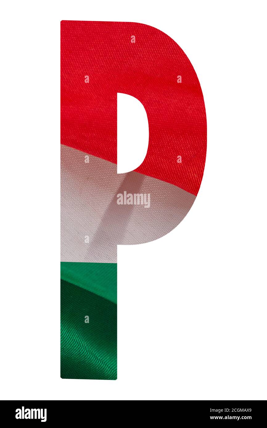 Buchstaben des Alphabets gefüllt mit den Farben der Italienische Flagge Stockfoto