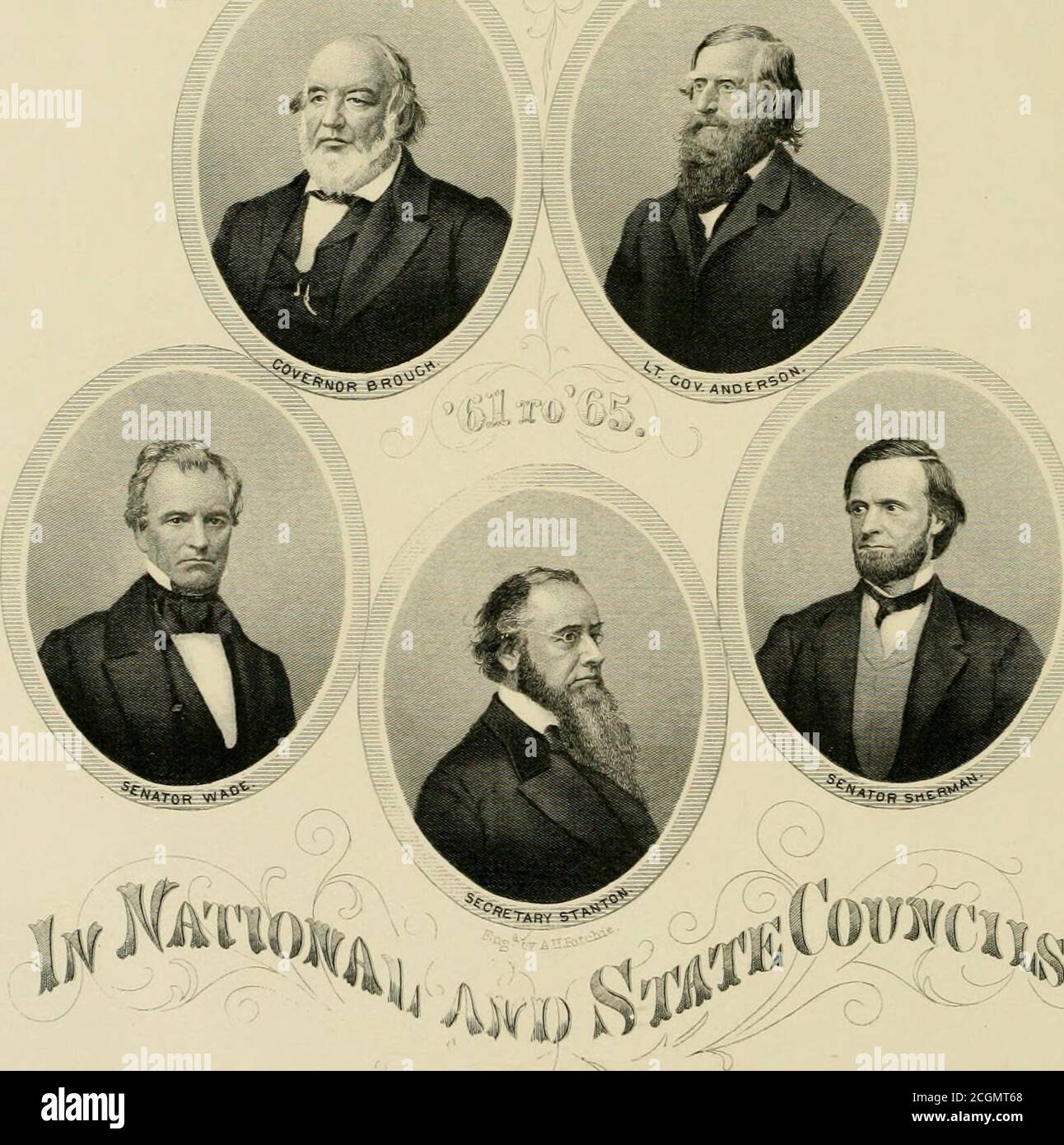 . Ohio im Krieg; ihre Aussage, Generäle und Soldaten . FROiW &lt;^^^^^. DIE KRIEGSGOUVERNEURE, ETC. EX-GOUVERNEUR WILLIAM DENNISON. WILLIAM DENNISON, der erste der war Governors of Ohio, wurde am 23. November 1815 in Cincinnati geboren. Auf seiner Mütterseite ist er von Neuengland-Vorfahren}. Sein Vater, ein Nativevon New Jersey, war lange und breit} bekannt in der Miami Vallej^ als ein erfolgreicher Geschäftsmann. Im 3-Ear 1835 wurde Herr Dennison an der Miami Univcrsitj graduiert. Atcollege nahm er von seinen Lehrern Lob für respektable Stipendium, und für besondere Exzellenz in der Politikwissenschaft, histo Stockfoto