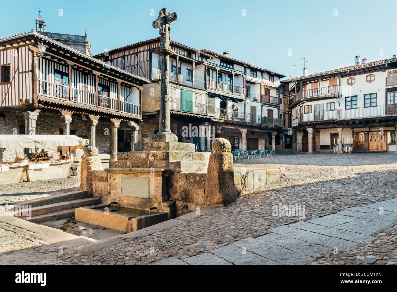 Hauptplatz in La Alberca, Salamanca, Spanien Stockfoto