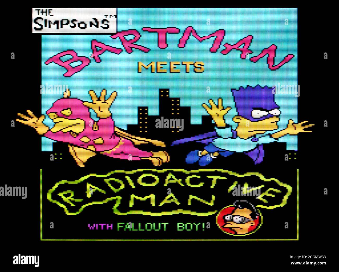 Die Simpsons Bartman trifft radioaktiven Mann mit Fallout Boy! - Nintendo Entertainment System - NES Videogame - nur zur redaktionellen Verwendung Stockfoto