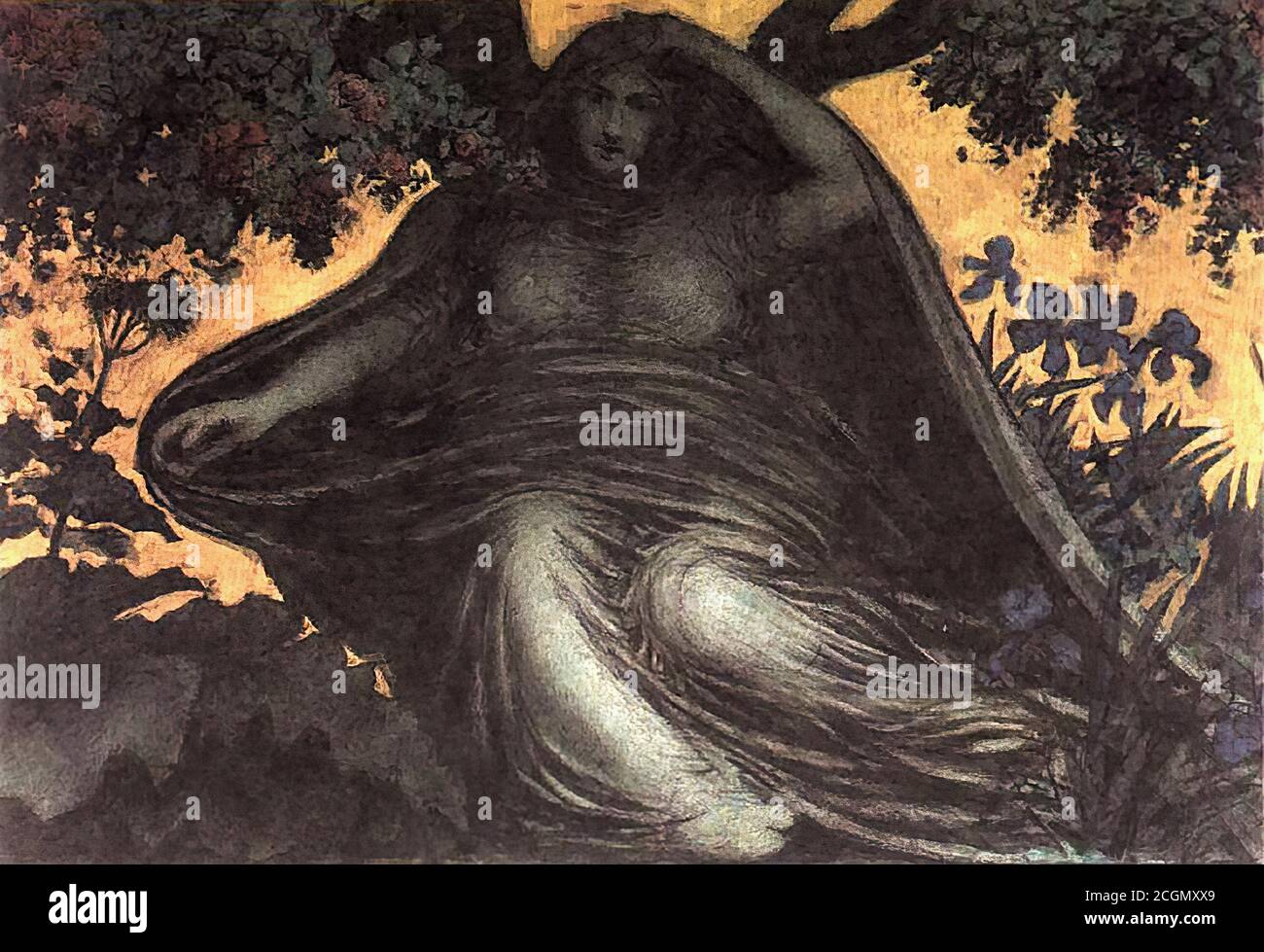 Mellery Xavier - Het Ontwaken - Belgische Schule - 19 Jahrhundert Stockfoto