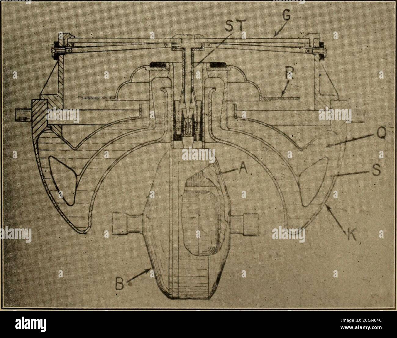. Cassier's Magazin . existiert; dort ist die horizontale Ebene keiner Winkelkippung unterworfen und daher besteht keine Tendenz, dass die Drehachse des Kreisels durch die Erdrotation gekippt wird. Ebenso gibt es an den Polen keinen Unterschied der Kompassrichtung, da jede Linie ein Meridian ist. Abb. 4zeigt ein Demonstrationsmodell illusrierender Direktive Kraft. Sobald es verstanden wird, daß dieRotationsachse eines rotierenden Kreisels, wenn sie richtig aufgehängt ist, eine direktive Kraft besitzt, wegen der Erdrotation, in gewisser Hinsicht analog zur Magnetnadel, der Variospointe Stockfoto