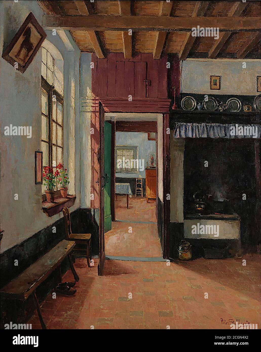 Stobbaerts Jan - Kempisch Interieur - Belgische Schule - 19 Jahrhundert Stockfoto