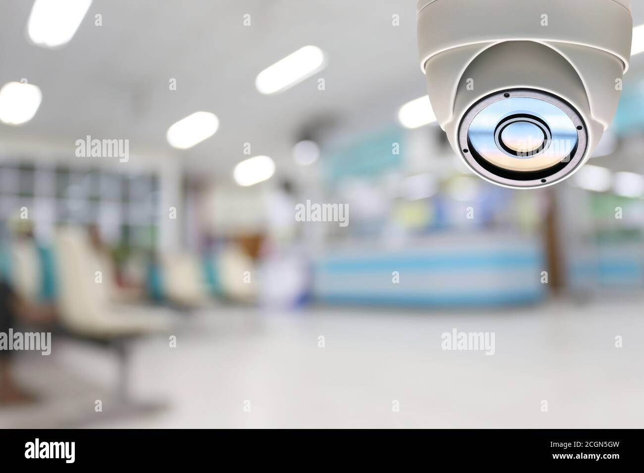 CCTV-Tool der Dome-Kamera im Krankenhaus für Sicherheitssysteme und haben Kopieplatz für Design. Stockfoto