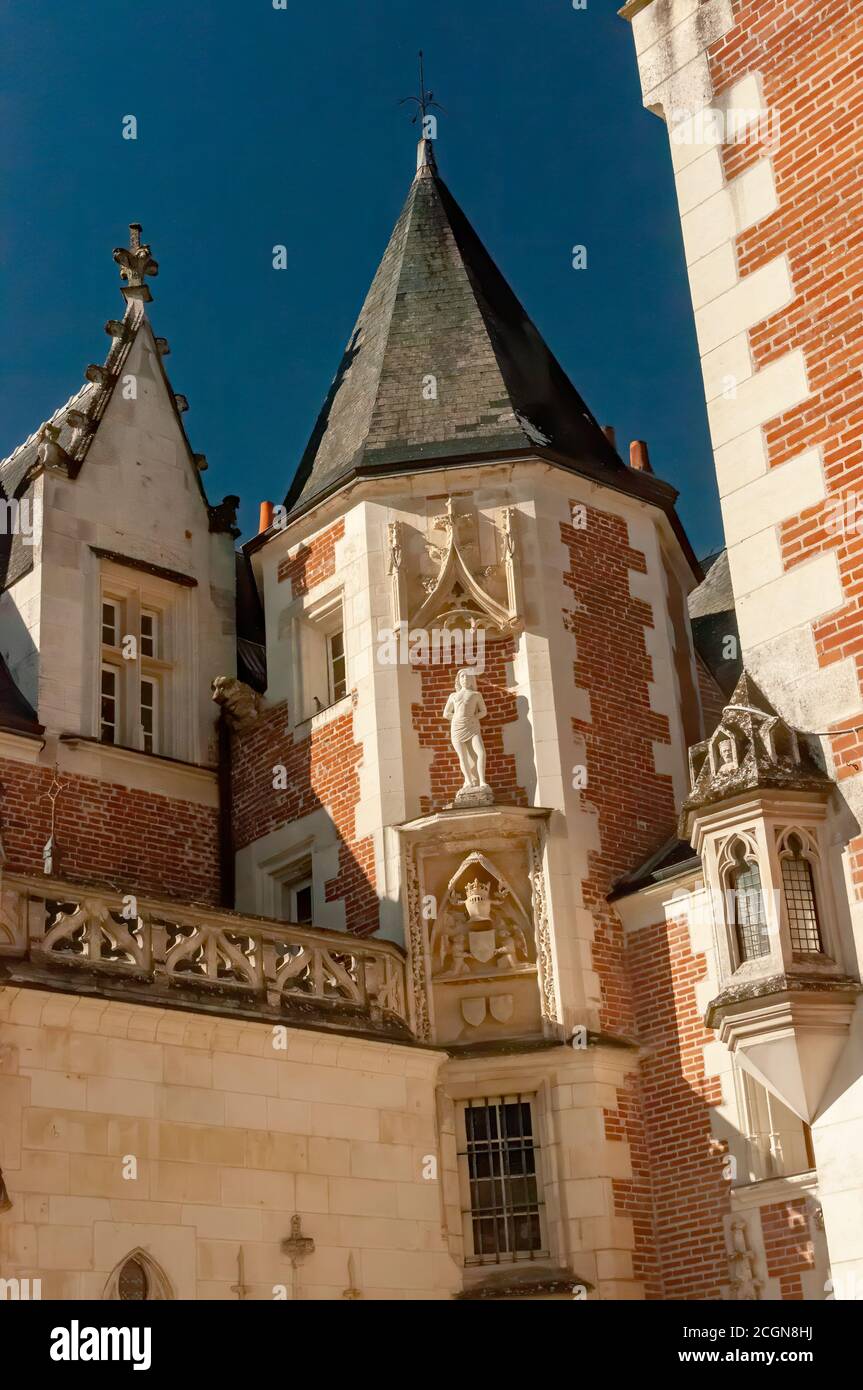 Amboise, Frankreich - 31. Oktober 2013: Außenansicht des Chateau du chos luce, der Heimat von Leonardo da Vinci in den letzten 3 Jahren seines Lebens, Amboise, Frankreich. Stockfoto
