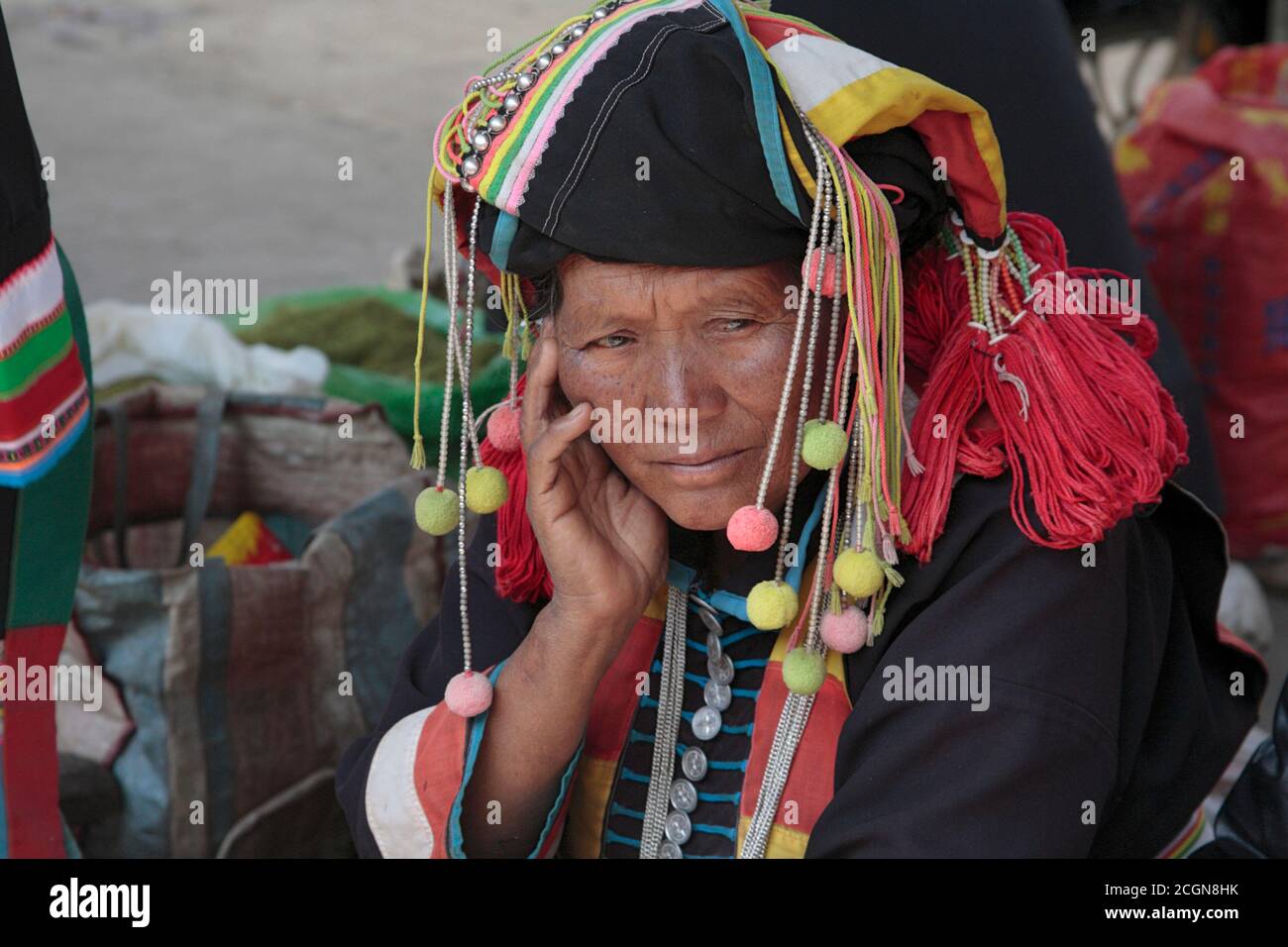 Auf dem Markt, Husa, Präfektur Dehong, südwestlich von Yunnan, China 6. März 2008 Stockfoto