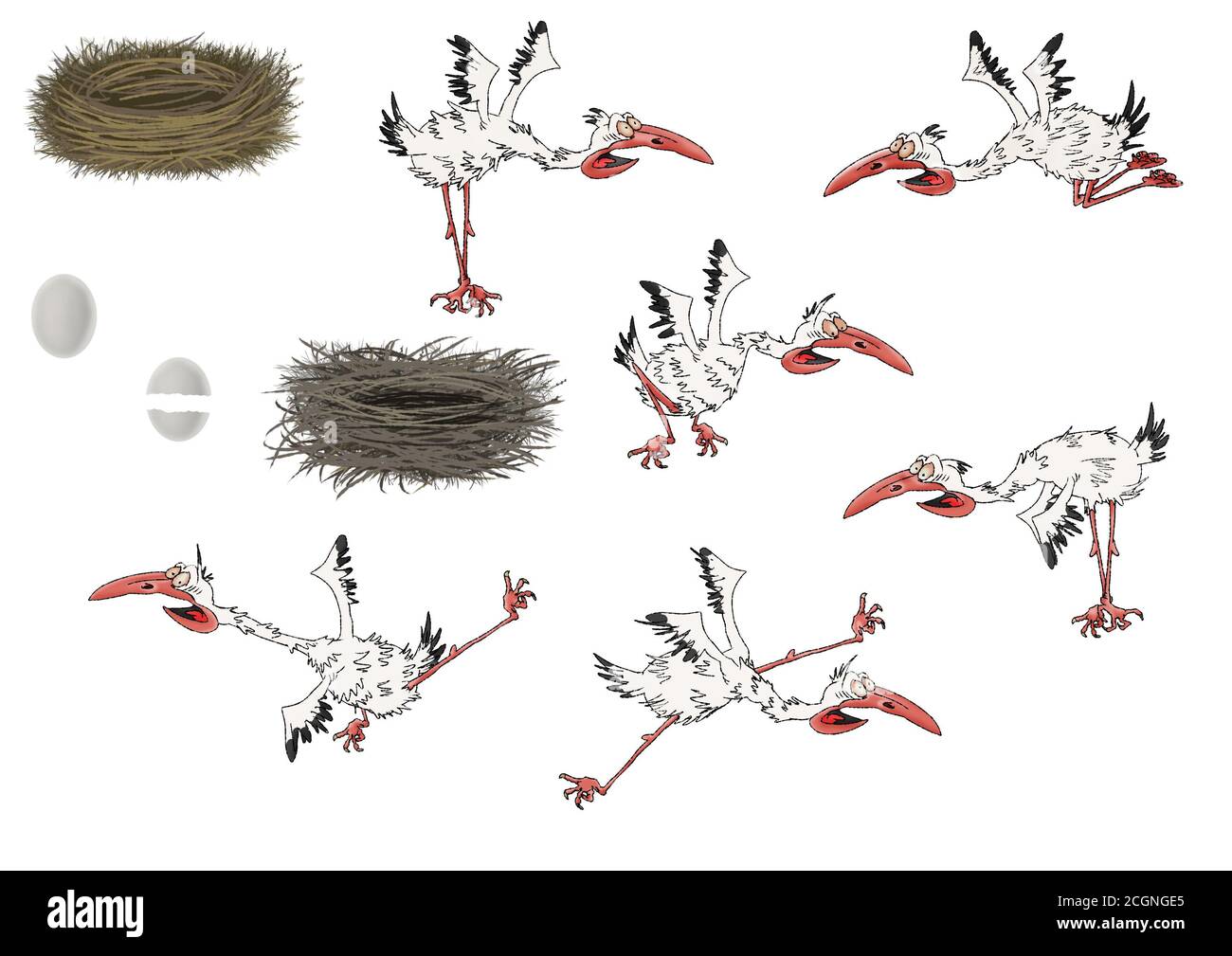 Frau in einem hellgrünen Kleid. Karikatur auf weißem Hintergrund. Stockfoto