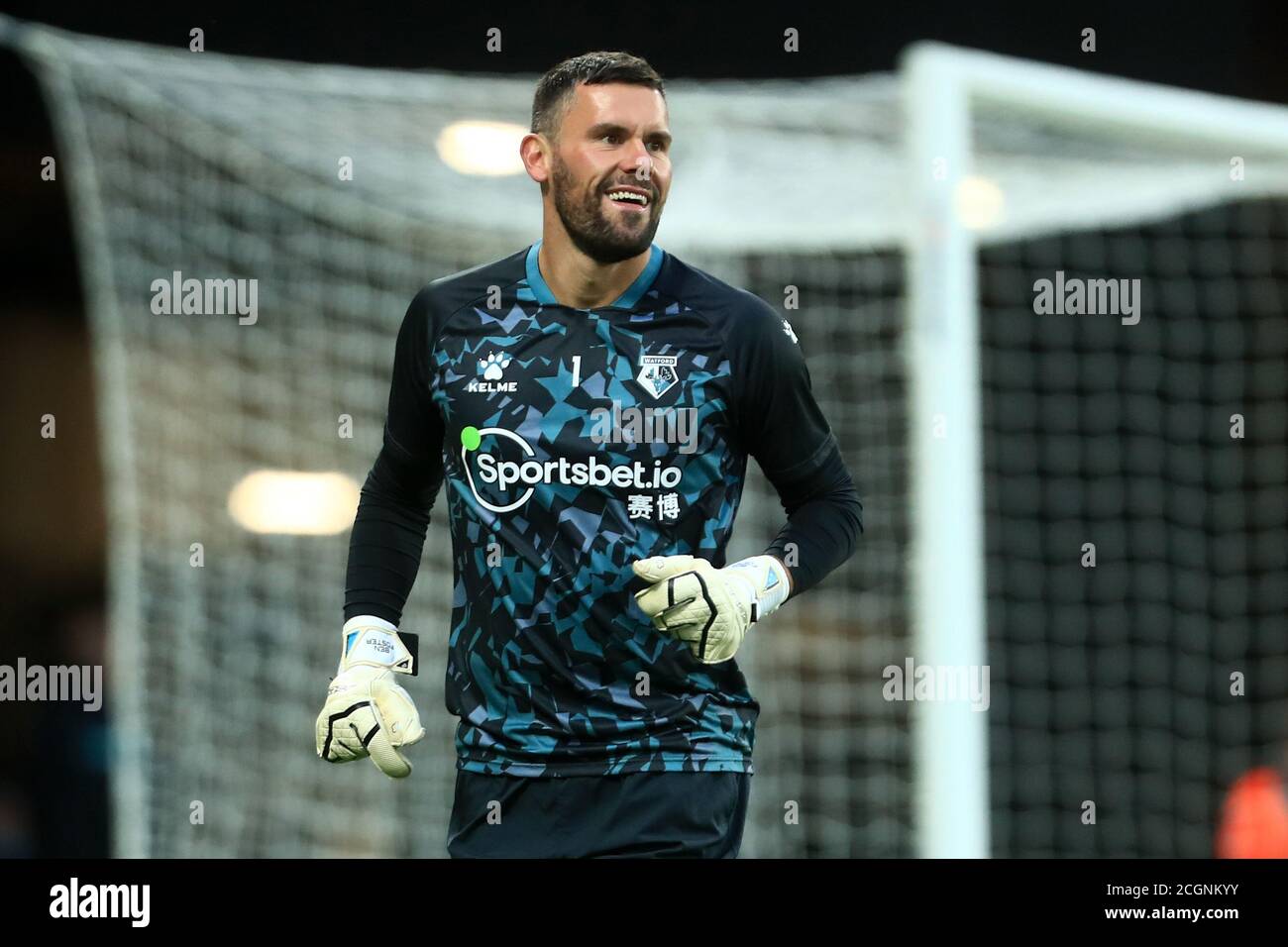 WATFORD, ENGLAND. 11. SEPTEMBER Ben Foster von Watford während der Sky Bet Championship Spiel zwischen Watford und Middlesbrough in Vicarage Road, Watford. (Kredit: Leila Coker, MI News) Kredit: MI Nachrichten & Sport /Alamy Live Nachrichten Stockfoto