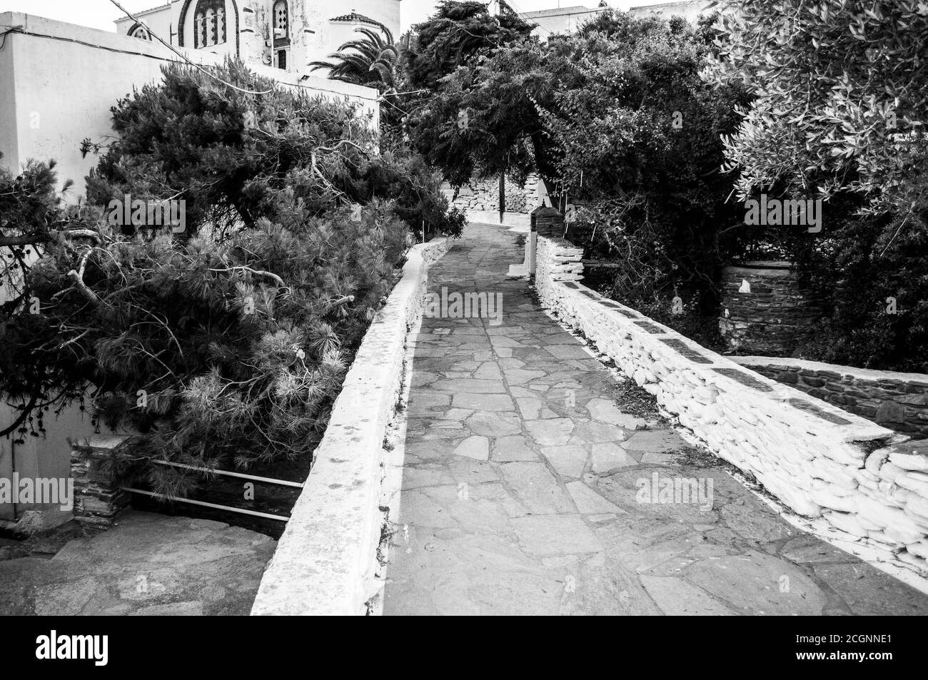 Fotos von der griechischen Insel Tinos in der südlichen Ägäis bei der Insel Mykonos. Diese Fotos bestehen meist aus Häusern, Meeresnahrung, Schiffen und Archäologie Stockfoto