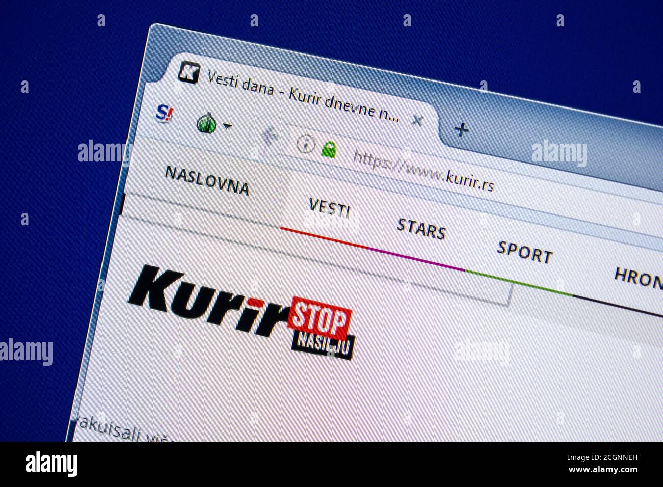 Rjasan, Russland - 24. Juli 2018: Homepage der Kurir-Website auf dem Display von PC. URL - Kurir.rs Stockfoto