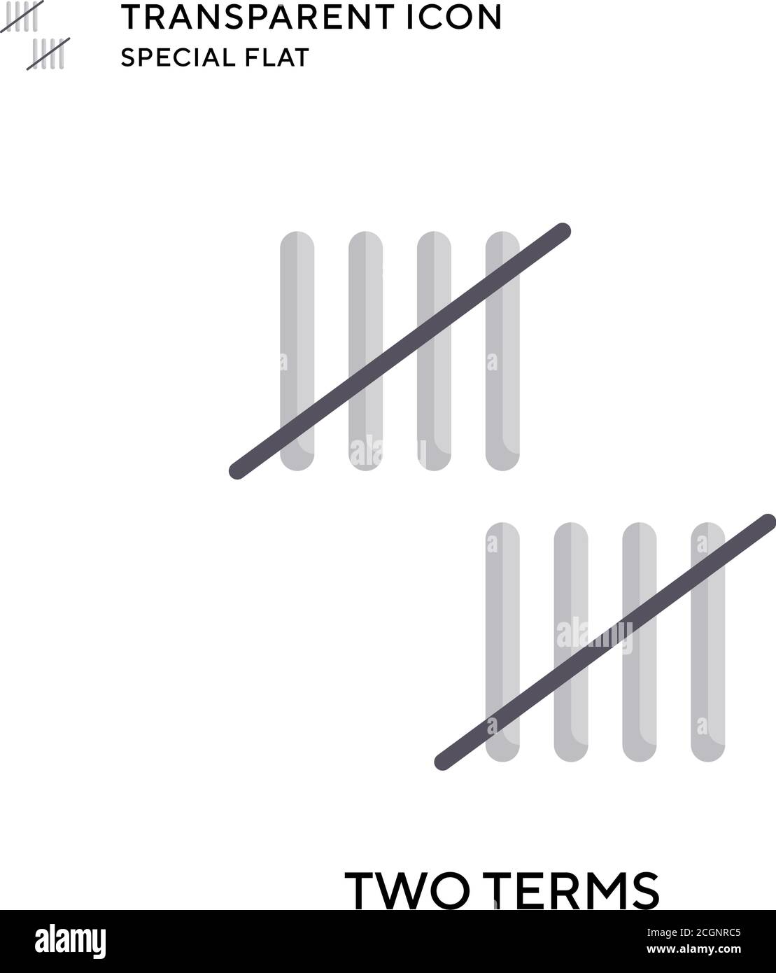 Vektorsymbol für zwei Begriffe. Flache Illustration. Vektor EPS 10. Stock Vektor