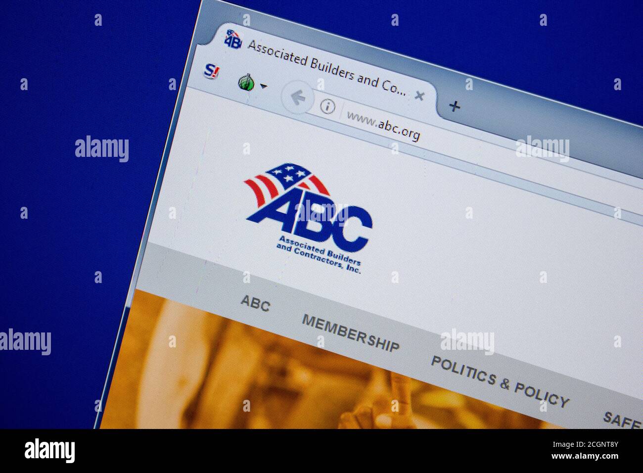 Rjasan, Russland - 11. Juli 2018: ABCorg Website auf dem Display des PC Stockfoto