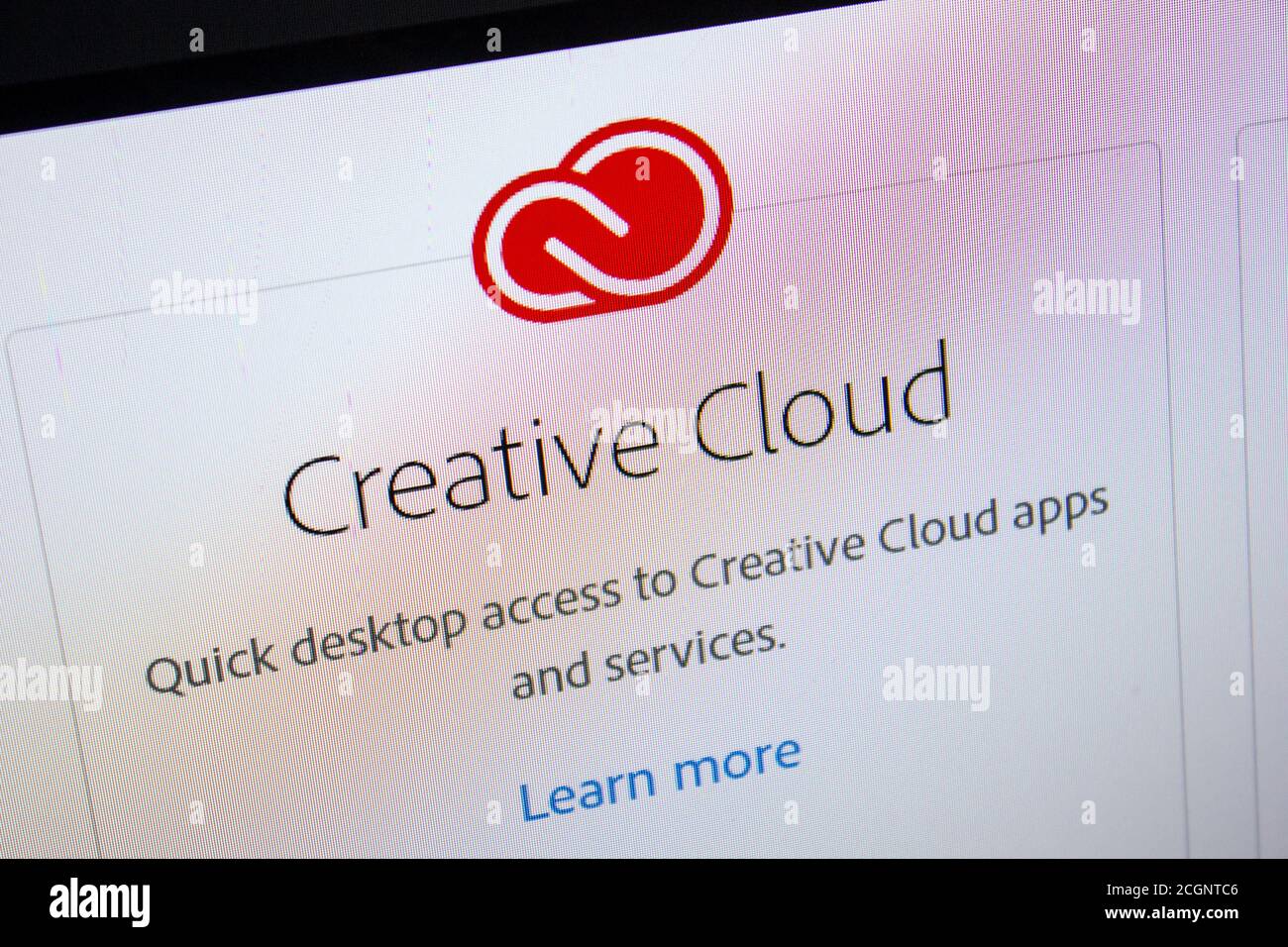 Rjasan, Russland - 11. Juli 2018: Adobe Creative Cloud, Software-Logo auf der offiziellen Website von Adobe Stockfoto