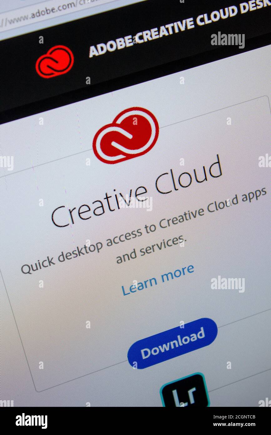 Rjasan, Russland - 11. Juli 2018: Adobe Creative Cloud, Software-Logo auf der offiziellen Website von Adobe Stockfoto