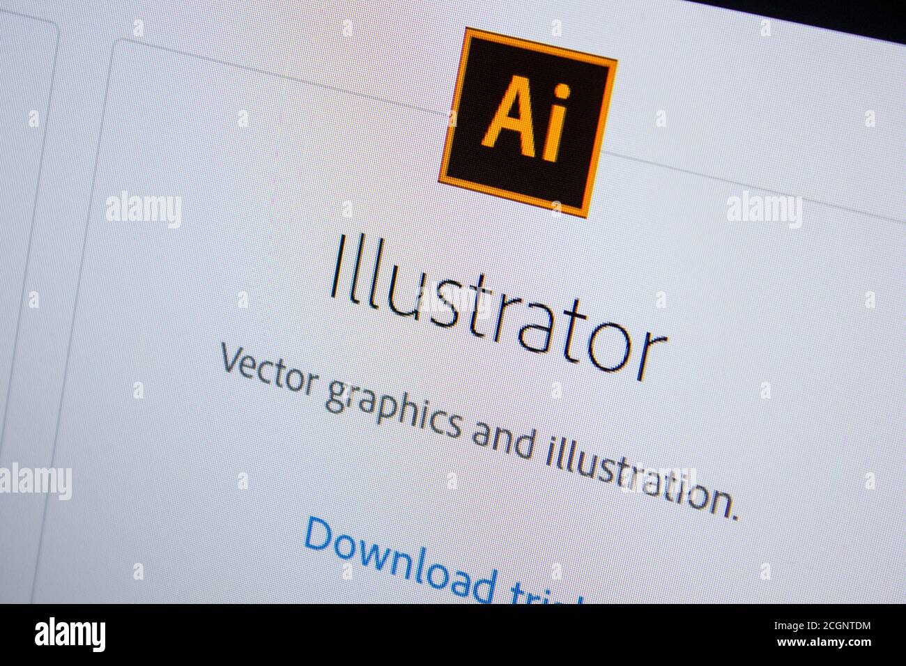 Rjasan, Russland - 11. Juli 2018: Adobe Illustrator, Software-Logo auf der offiziellen Website von Adobe Stockfoto