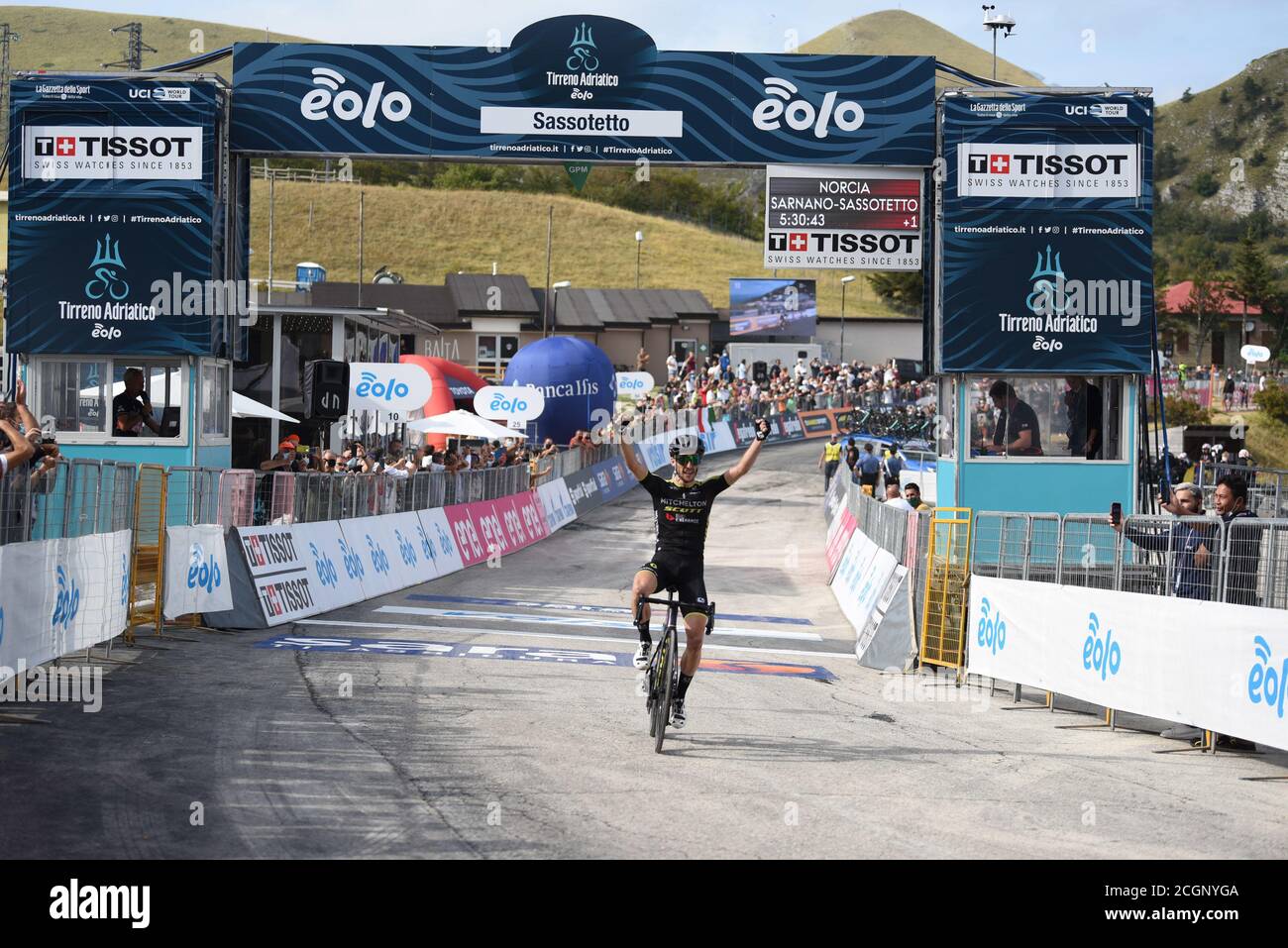 Sarnano/Sassotetto, Italien. 11. Sep, 2020. sarnano/sassotetto, Italien, 11. Sep 2020, der Gewinner YATES Simon Philip (GBR) von MITCHELTON - SCOTT während 5^ Tappa Norcia - Sarnano/Sassotetto - Radfahren Tirreno Adriatico - Credit: LM/Roberto Bartomeoli Credit: Roberto Bartomeoli/LPS/ZUMA Wire/Alamy Live News Stockfoto