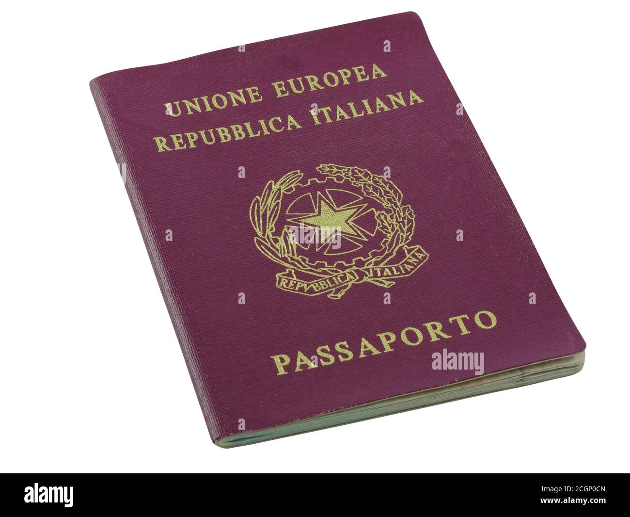 Italienische Republik Pass isoliert auf weiß Stockfoto