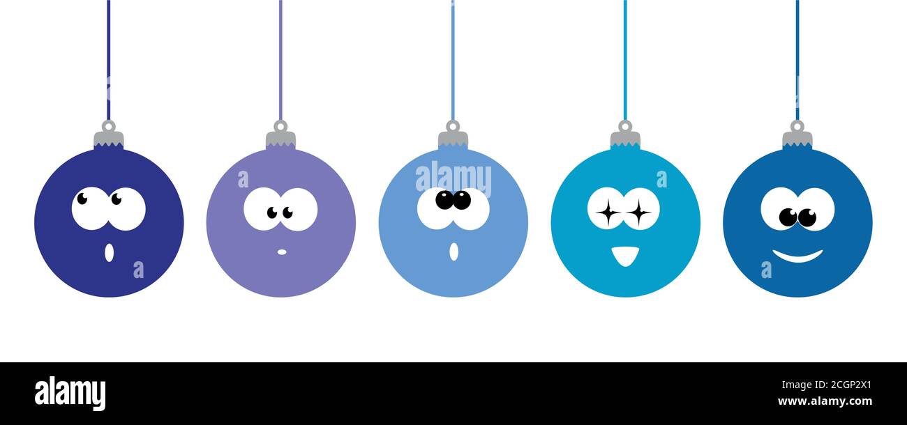 Lustige set Weihnachtskugel mit niedlichen Gesicht Vektor-illustration EPS 10. Stock Vektor