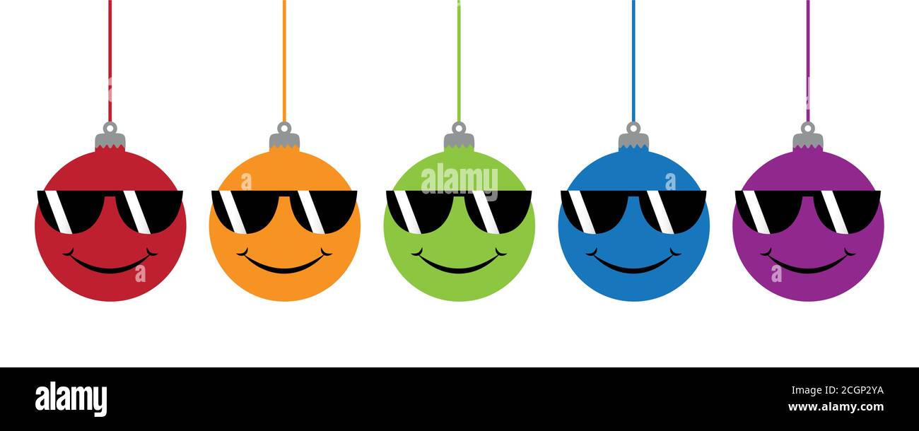 Set von lustigen weihnachtskugel mit Sonnenbrille Vektor Illustration EPS10 Stock Vektor