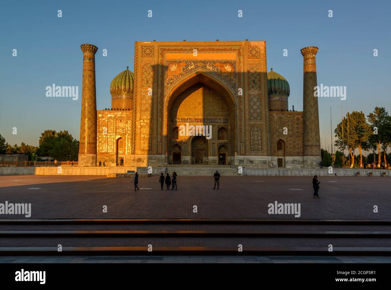 Sher-Dor Madrasah. Der Registan. Samarkand, Usbekistan Stockfoto