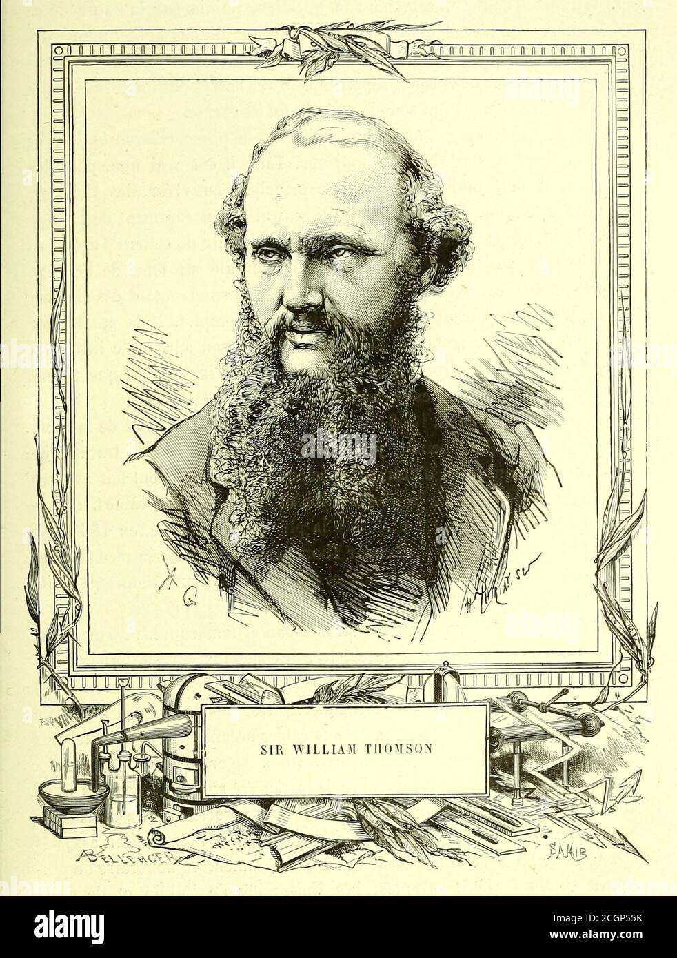 William Thomson, 1. Baron Kelvin, OM, GCVO, PC, PRS, FRSE (26. Juni 1824 – 17. Dezember 1907) war ein britischer mathematischer Physiker und Ingenieur. An der University of Glasgow hat er wichtige Arbeit in der mathematischen Analyse der Elektrizität und Formulierung der ersten und zweiten Gesetze der Thermodynamik, und tat viel zu vereinheitlichen die aufstrebende Disziplin der Physik in seiner modernen Form. Er arbeitete eng mit Mathematik Professor Hugh Blackburn in seiner Arbeit. Er hatte auch eine Karriere als elektrischer Telegrafeningenieur und Erfinder, die ihn in die Öffentlichkeit herauftrieb und seinen Reichtum, Ruhm und Ehre sicherte Stockfoto