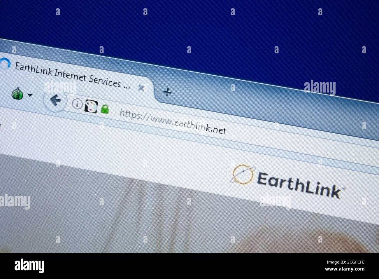 Rjasan, Russland - 26. August 2018: Homepage der Earth Link Website auf dem Display des PC, URL - EarthLink.net. Stockfoto