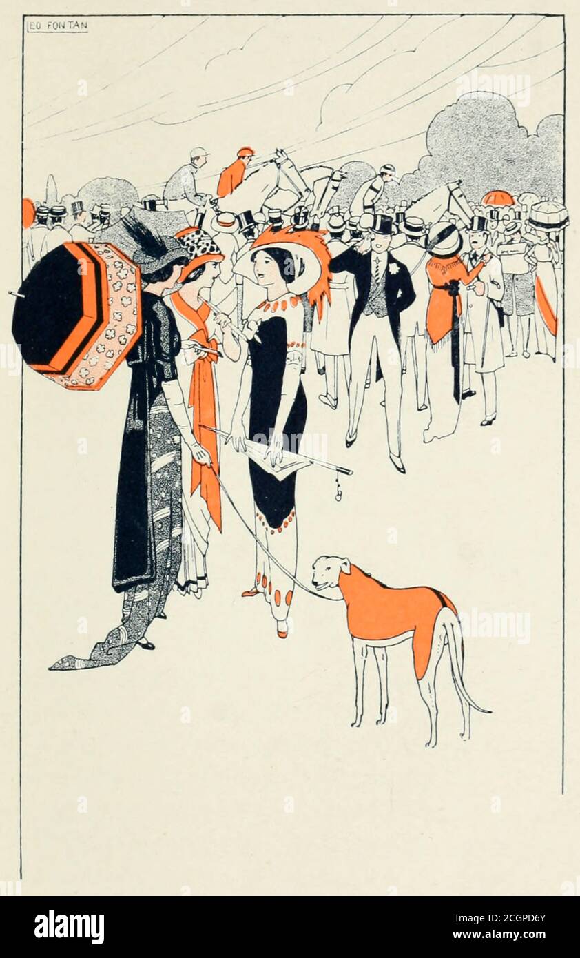Illustration eines Tages bei den Rennen von Les ilots d'amour [die Inseln der Liebe] von Sonolet, Louis, 1874-1928 Veröffentlicht in Paris 1911 Stockfoto