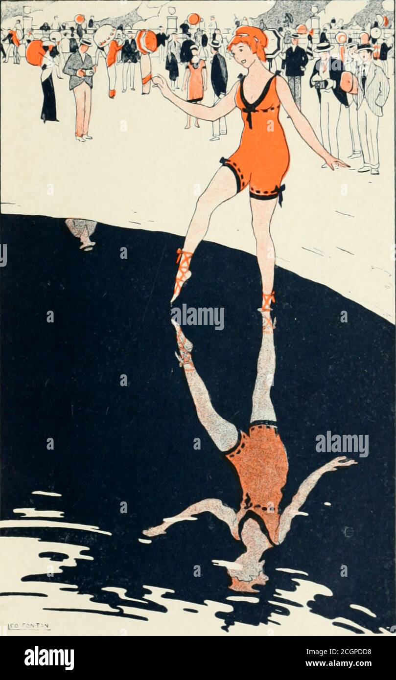 Baden im Meer Illustration von Les ilots d'amour [die Inseln der Liebe] von Sonolet, Louis, 1874-1928 Veröffentlicht in Paris 1911 Stockfoto