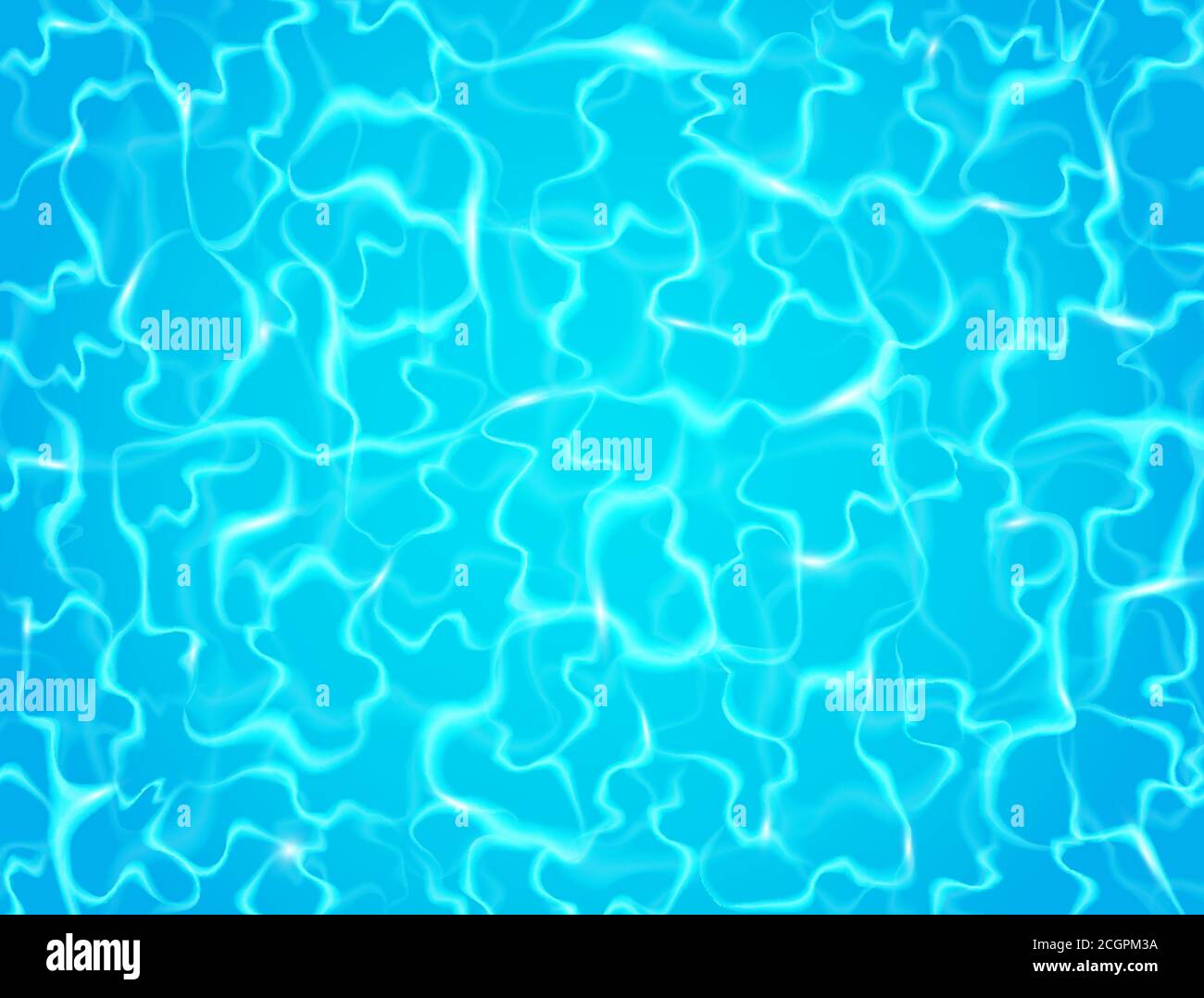 Swimmingpool mit Sonnenreflexion. Hintergrund der Wasseroberfläche. Realistischer Blick auf den Pool von oben. Sommerhintergrund. Vektorgrafik Stock Vektor