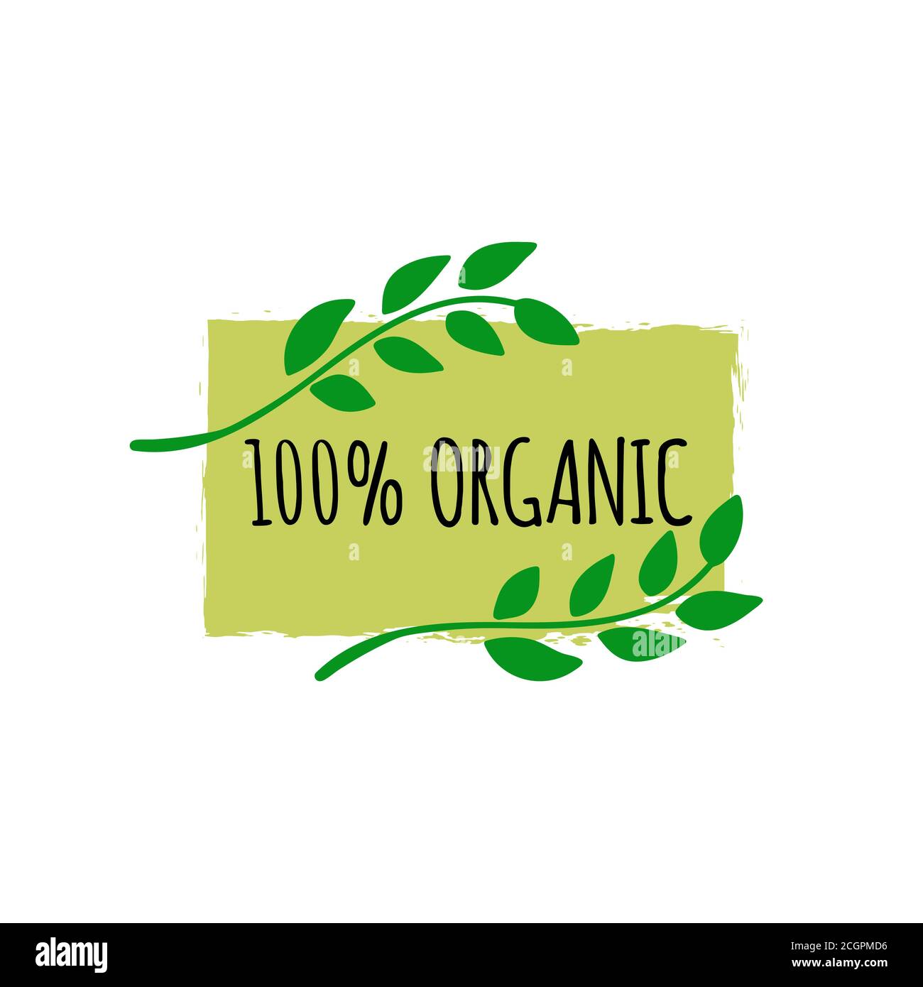 Logo für Bio-Lebensmittel. Handgezeichnetes veganes Abzeichen. Bio-Lebensmittel-Logo oder Zeichen Stock Vektor